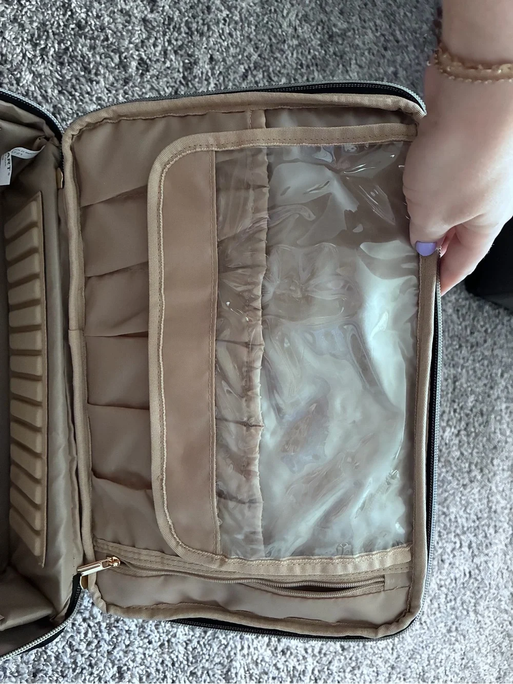 Bagsmart Black Quilted Makeup Train Case with Dual Zippers